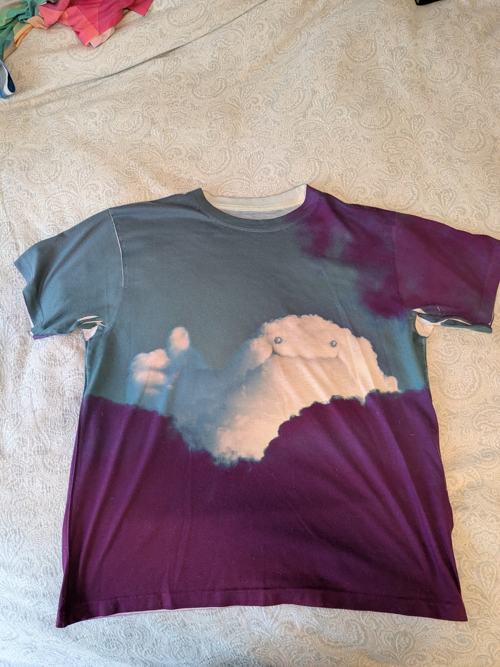 Tie-Dye Purple and Teal Short-Sleeve Graphic T-Shirt
